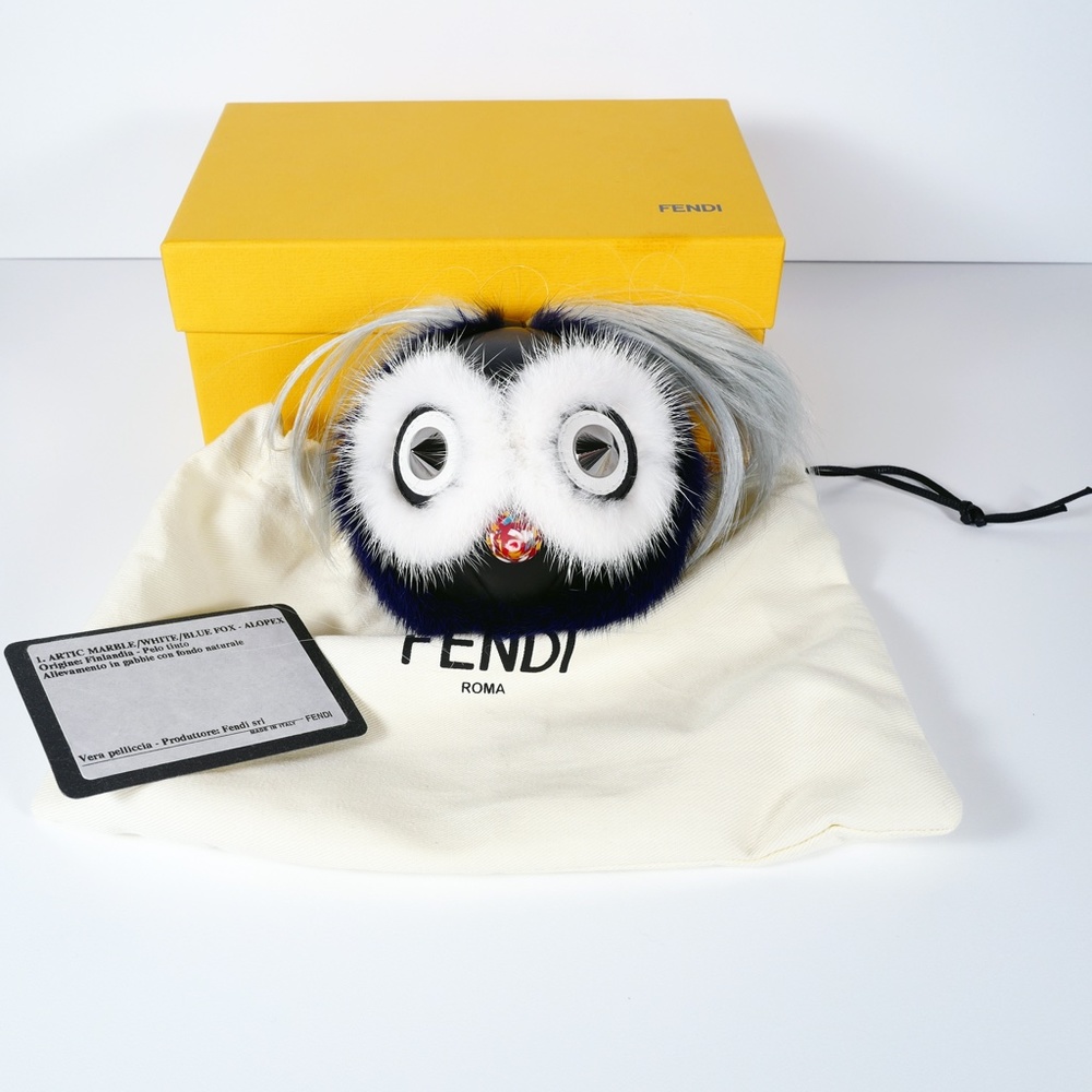 Fendi Blue/White Fox Fur "Birgami" Bag Charm